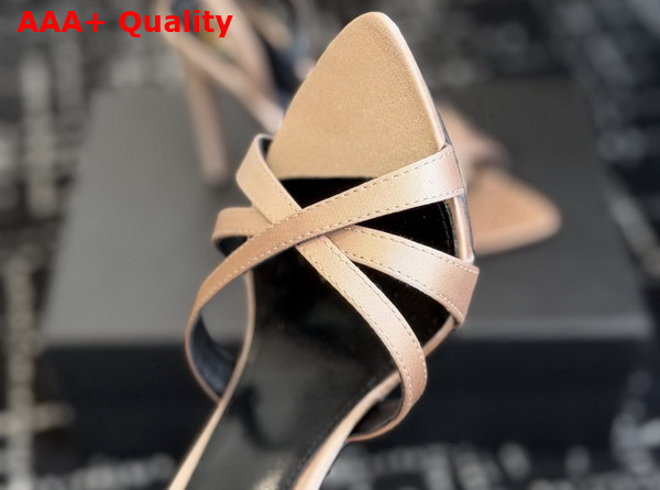 Saint Laurent Kate Sandals in Pink Satin Crepe Replica