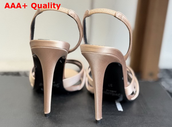 Saint Laurent Kate Sandals in Pink Satin Crepe Replica