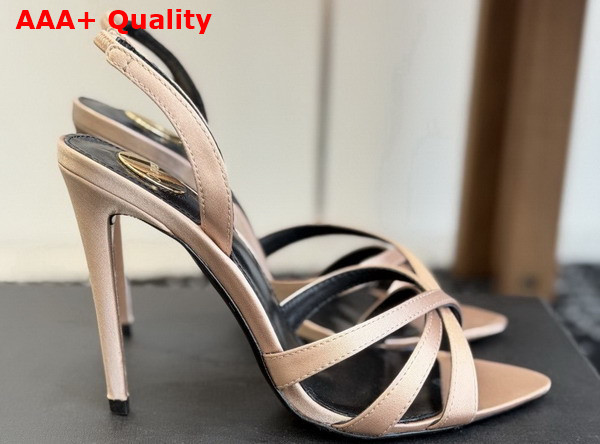 Saint Laurent Kate Sandals in Pink Satin Crepe Replica