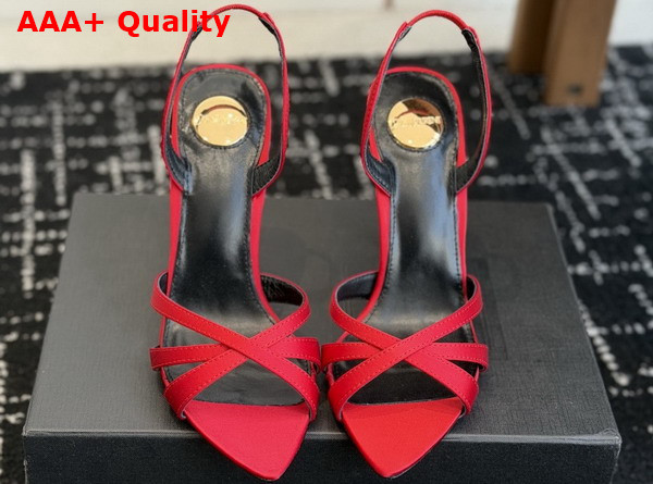 Saint Laurent Kate Sandals in Red Satin Crepe Replica