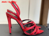 Saint Laurent Kate Sandals in Red Satin Crepe Replica