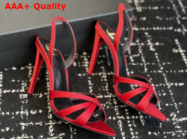 Saint Laurent Kate Sandals in Red Satin Crepe Replica