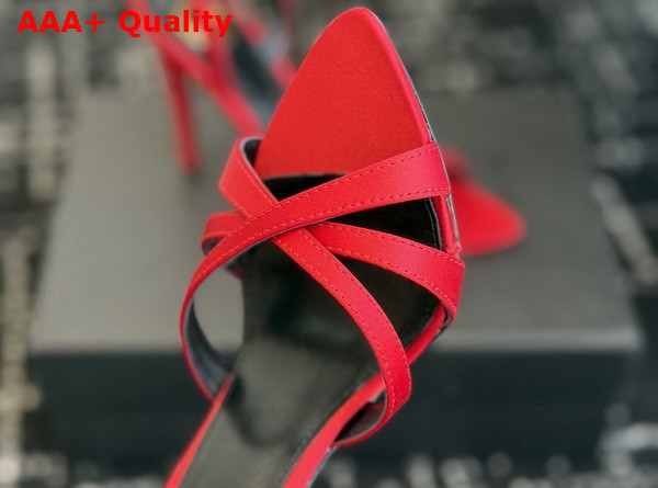 Saint Laurent Kate Sandals in Red Satin Crepe Replica