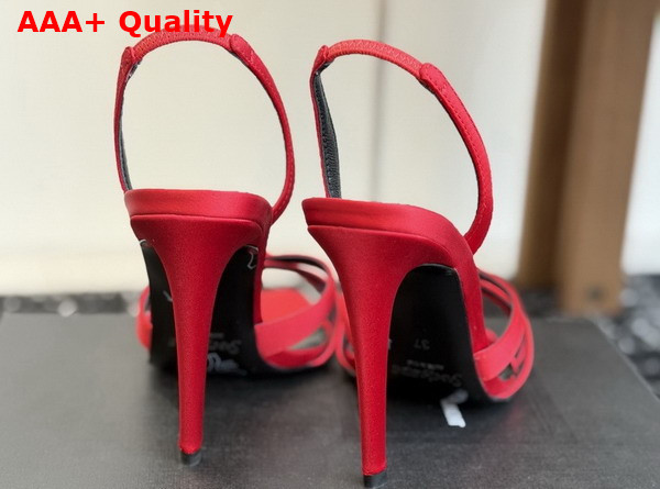 Saint Laurent Kate Sandals in Red Satin Crepe Replica