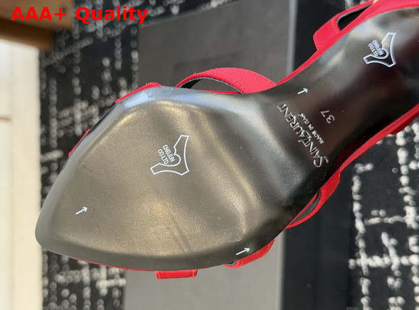 Saint Laurent Kate Sandals in Red Satin Crepe Replica