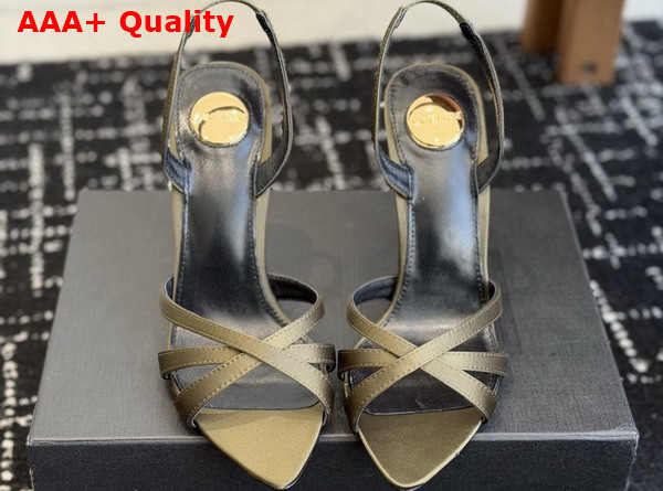 Saint Laurent Kate Sandals in Teak Satin Crepe Replica