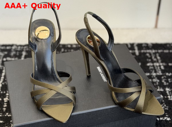 Saint Laurent Kate Sandals in Teak Satin Crepe Replica