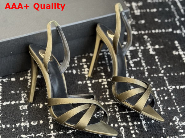 Saint Laurent Kate Sandals in Teak Satin Crepe Replica