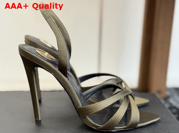 Saint Laurent Kate Sandals in Teak Satin Crepe Replica