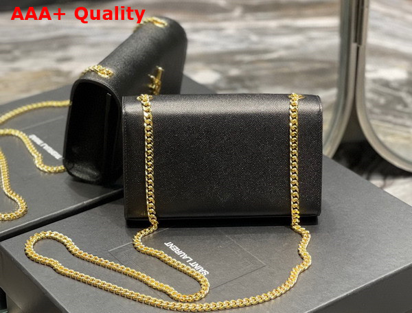 Saint Laurent Kate Small Chain Bag in Black Grain Leather with Gold Hardware Replica