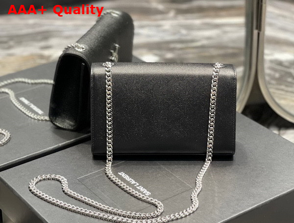 Saint Laurent Kate Small Chain Bag in Black Grain Leather with Silver Hardware Replica