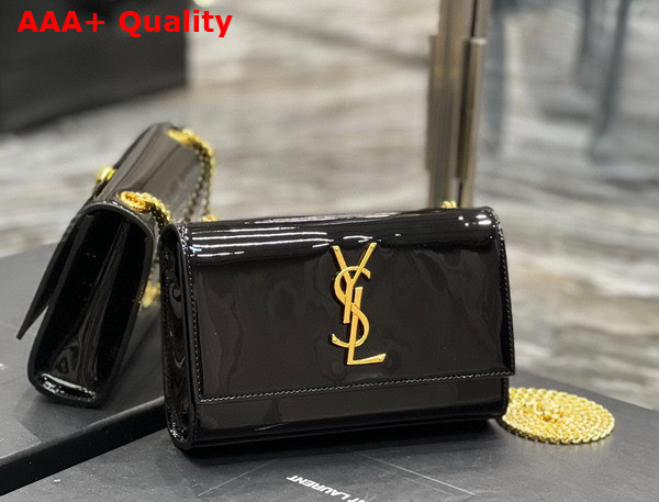 Saint Laurent Kate Small Chain Bag in Black Patent Leather Replica