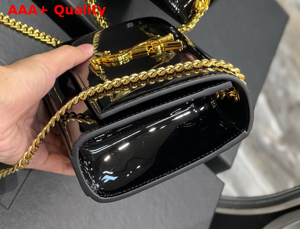 Saint Laurent Kate Small Chain Bag in Black Patent Leather Replica