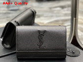 Saint Laurent Kate Small Chain Bag in Grain de Poudre Embossed Leather Black Replica