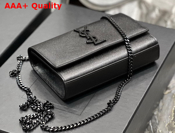 Saint Laurent Kate Small Chain Bag in Grain de Poudre Embossed Leather Black Replica