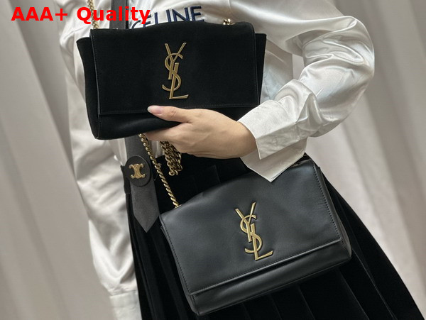 Saint Laurent Kate Small Reversible Chain Bag in Black Suede and Smooth Leather Replica
