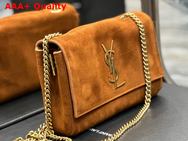Saint Laurent Kate Small Reversible Chain Bag in Cannelle Suede and Smooth Leather Replica
