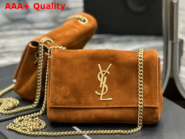 Saint Laurent Kate Small Reversible Chain Bag in Cannelle Suede and Smooth Leather Replica