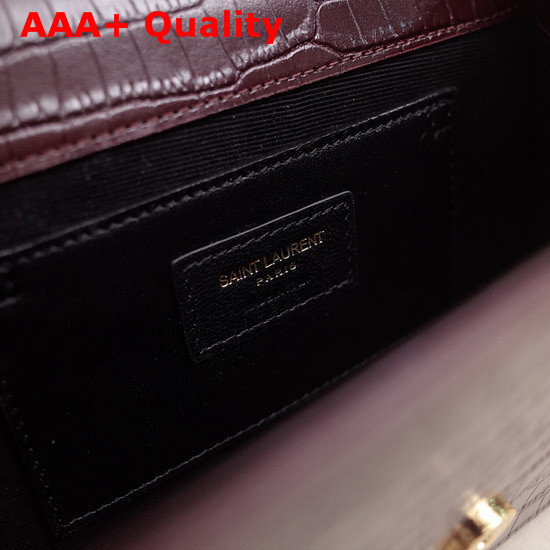 Saint Laurent Kate Small with Tassel in Dark Red Embossed Crocodile Shiny Leather Replica