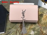 Saint Laurent Kate Tassel Chain Wallet in Pink Textured Leather Replica