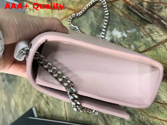 Saint Laurent Kate Tassel Chain Wallet in Pink Textured Leather Replica