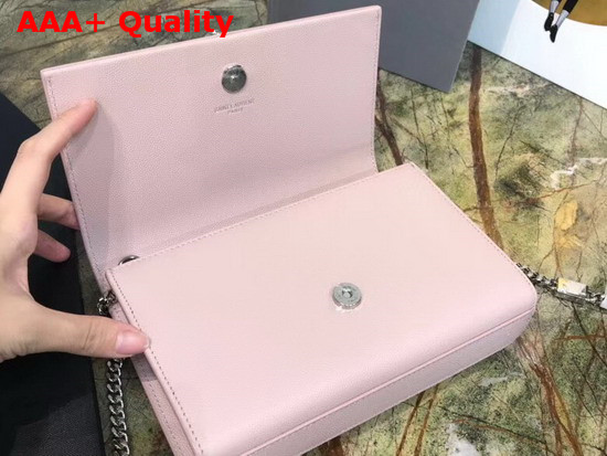 Saint Laurent Kate Tassel Chain Wallet in Pink Textured Leather Replica