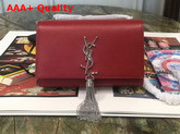Saint Laurent Kate Tassel Chain Wallet in Red Textured Leather Replica