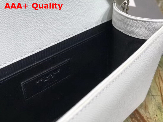 Saint Laurent Kate Tassel Chain Wallet in White Textured Leather Replica