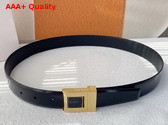 Saint Laurent La 76 Buckle Belt in Black Brushed Leather and Enamel Replica