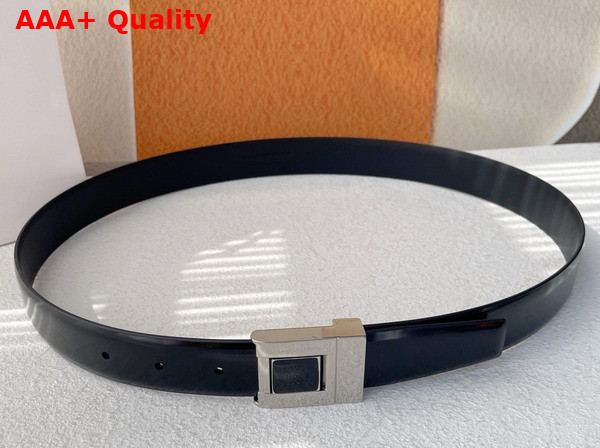 Saint Laurent La 76 Buckle Belt in Black Brushed Leather and Enamel Replica
