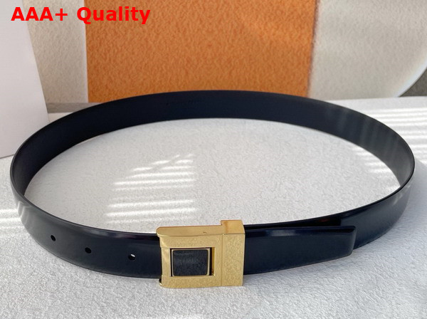 Saint Laurent La 76 Buckle Belt in Black Brushed Leather and Enamel Replica