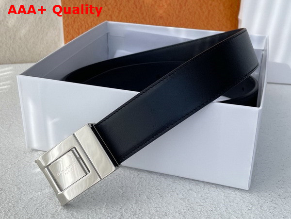 Saint Laurent La 76 Buckle Belt in Black Smooth Leather Replica