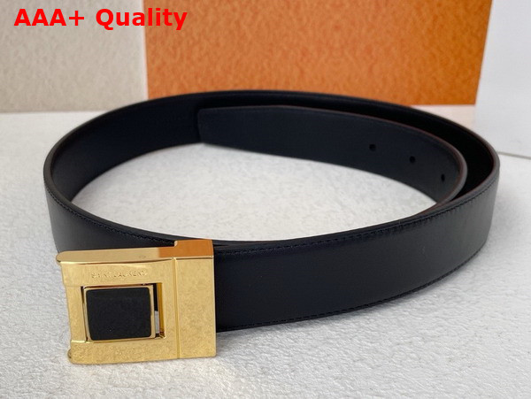 Saint Laurent La 76 Buckle Belt in Black Smooth Leather and Enamel Replica