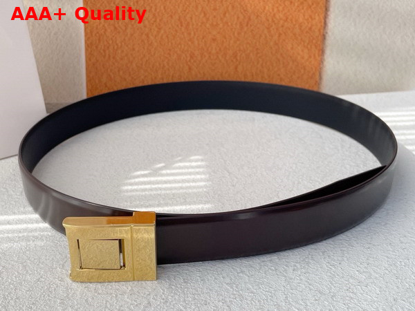 Saint Laurent La 76 Buckle Belt in Dark Maroon Brushed Leather Replica
