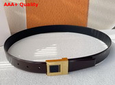 Saint Laurent La 76 Buckle Belt in Dark Maroon Brushed Leather and Enamel Replica