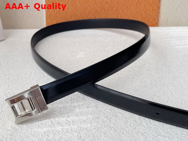 Saint Laurent La 76 Buckle Thin Belt in Black Brushed Leather Replica