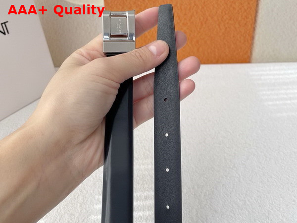 Saint Laurent La 76 Buckle Thin Belt in Black Brushed Leather Replica