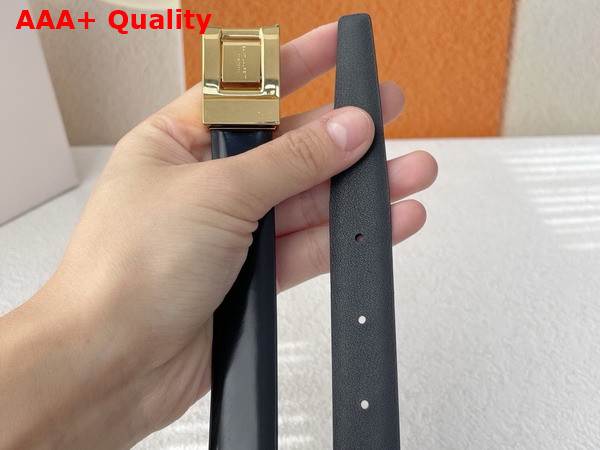Saint Laurent La 76 Buckle Thin Belt in Black Brushed Leather Replica