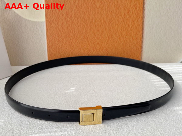 Saint Laurent La 76 Buckle Thin Belt in Black Brushed Leather Replica