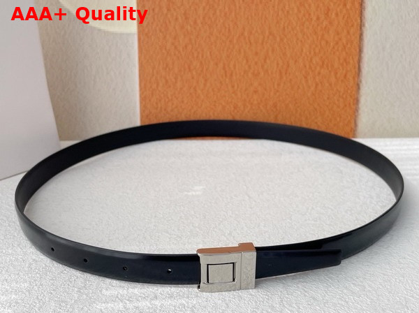 Saint Laurent La 76 Buckle Thin Belt in Black Brushed Leather Replica