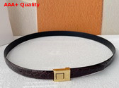 Saint Laurent La 76 Buckle Thin Belt in Dark Maroon Crocodile Embossed Leather Replica