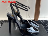 Saint Laurent La Scandale Sandals in Black Patent Leather Replica