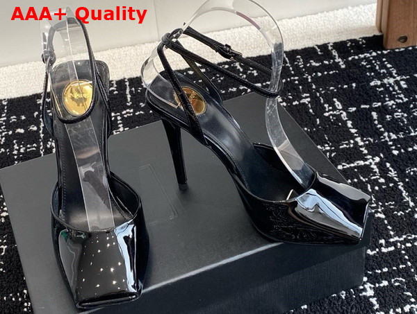 Saint Laurent La Scandale Sandals in Black Patent Leather Replica
