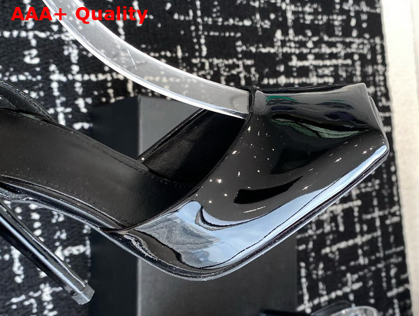 Saint Laurent La Scandale Sandals in Black Patent Leather Replica