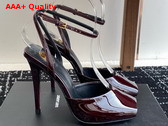 Saint Laurent La Scandale Sandals in Bordeaux Patent Leather Replica