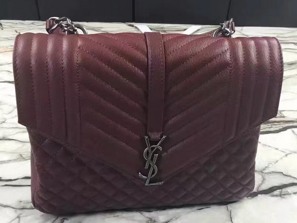 Saint Laurent Large College Bag in Black Mixed Matelasse Leather for Sale