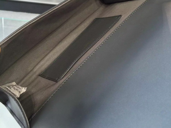 Saint Laurent Large Monogram Saint Laurent Clutch Metal Grey Gold YSL Buckle for Sale