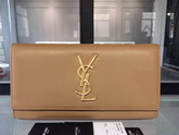 Saint Laurent Large Monogram Saint Laurent Clutch Tan Gold YSL Buckle for Sale