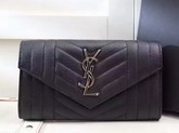Saint Laurent Large Monogram Saint Laurent Flap Wallet in Black Mix Matelasse Leather For Sale