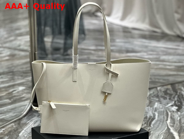 Saint Laurent Large Shopping Tote in Blanc Vintage Saint Laurent Leather Replica